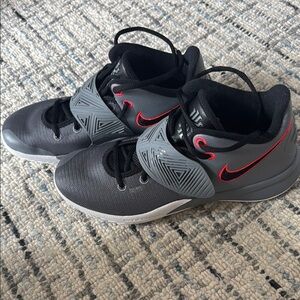 Nike Black and Gray Sneakers with Red Highlights